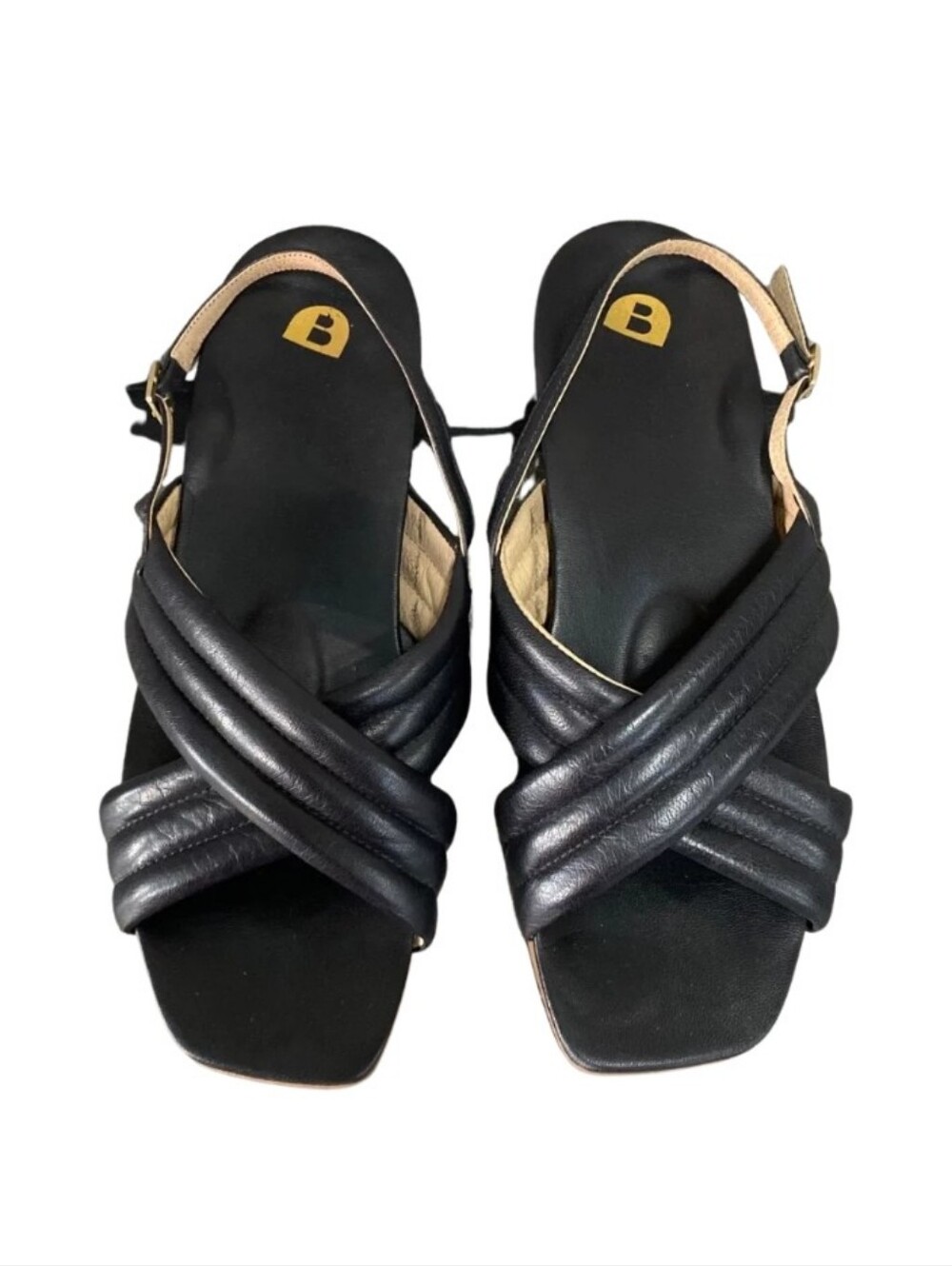 Bared Footwear Black Leather Batis Criss Cross strap sandals, EU 41